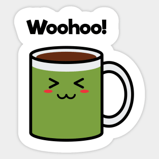 Woohoo! | Coffee | Charging | Low Battery | Cute Kawaii | Gray Sticker